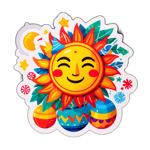 Autocollant festif du soleil Suno