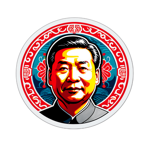시진핑 얼굴을 중심으로 한 스티커 디자인