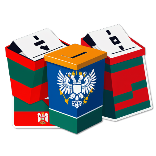 Електоральний акцент у Білорусі з малюнком виборчих скриньок та національного прапора