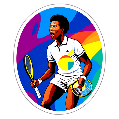 Arthur Ashe w ikonicznej pozie tenisowej