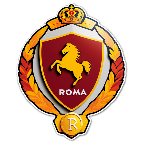 Nhãn dán AS Roma với biểu tượng và màu sắc đặc trưng
