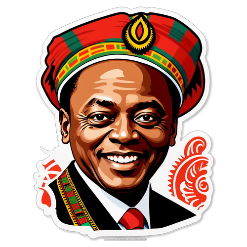 Sticker ya Vintage ya Uhuru Kenyatta: Mapambo ya Kitamaduni ya Kenya Yashangaza!