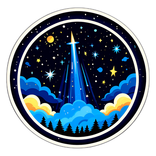 Sticker về mưa sao băng Geminids dưới bầu trời đêm