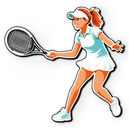 Aufkleber mit charmierender Illustration von Eva Lys beim Tennismatch