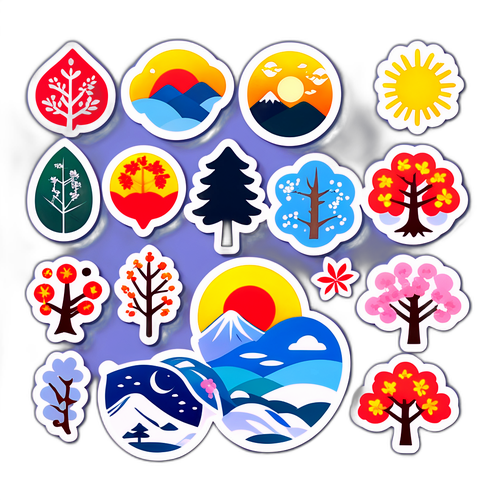 日本の四季をテーマにしたステッカー