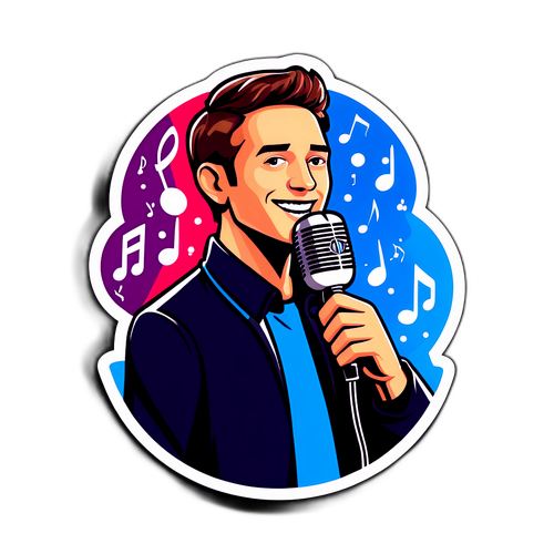 Färgglad klistermärke av Elliot Stroud med mikrofon