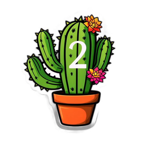 Kaktus med siffra 2