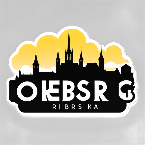 Minimalist sticker af Örebro skyline