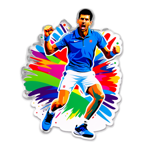 Autocollant Coloré de Novak Djokovic en Action