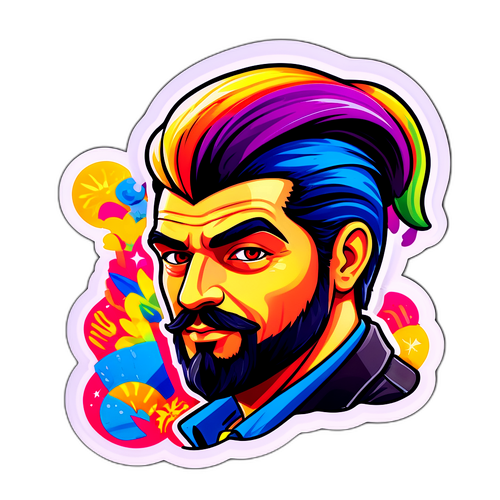 Sticker Colorido de la Escena Artística de Prestianni