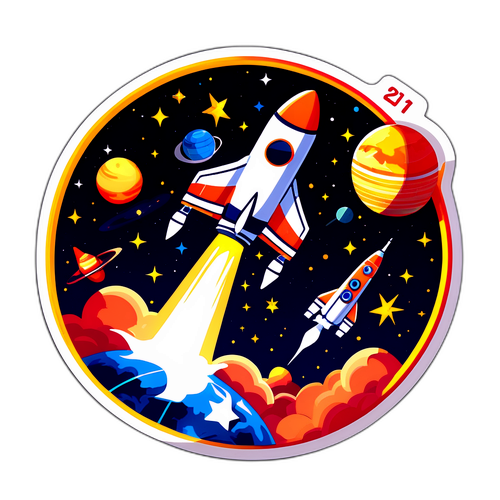 神舟21号穿越太空的贴纸