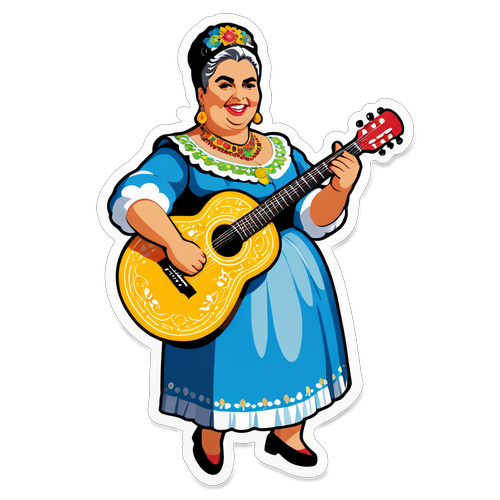 Diseño que une culturas con guitarra y Paquita la del Barrio