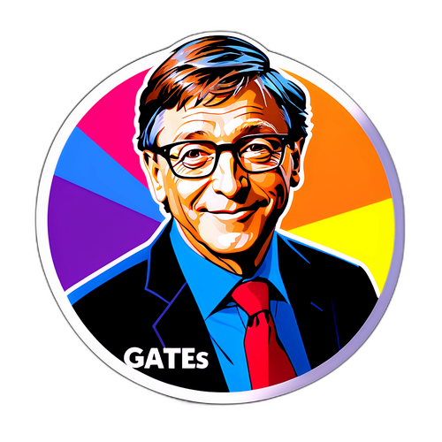 Яскрава наклейка з Біллом Гейтсом, яка підтримує молодих підприємців та винахідників