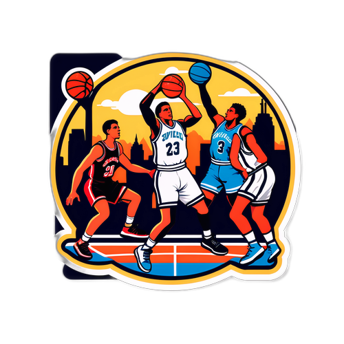 Vintage na Sticker ng Laro ng Basketball