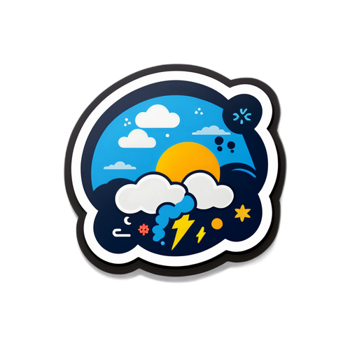 Nhãn dán '날씨' với biểu tượng thời tiết Hàn Quốc