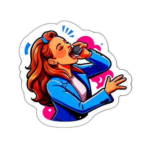 Αυτοκόλλητο της Έλλης Κοκκίνου να τραγουδάει στη σκηνή