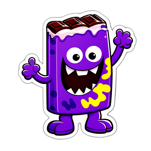 Leckere Milka Schokolade mit fröhlichem Schokoladenmonster