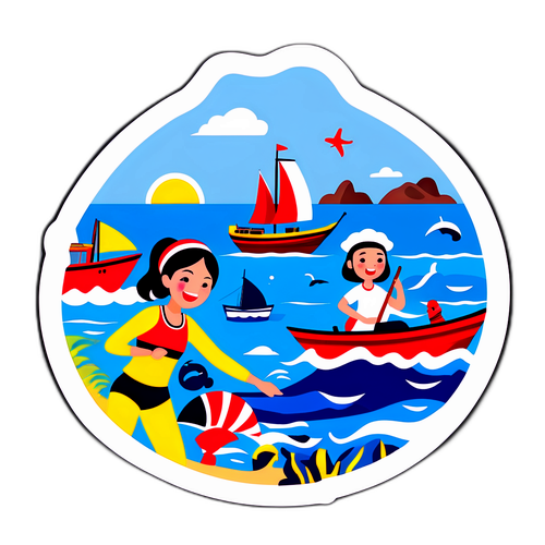 สติ๊กเกอร์กิจกรรมชายหาดในทะเลจีนใต้