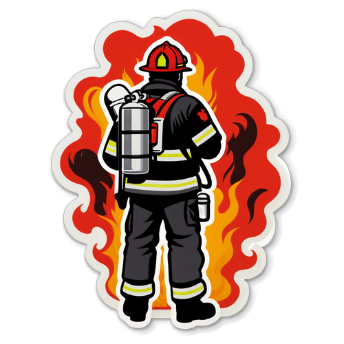 Brandweerman die een brand blust in Brussel