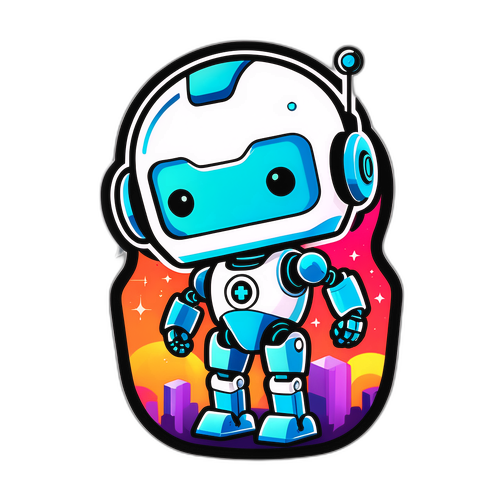 एआई जुड़वां थीम पर आधारित भविष्यवादी स्टिकर