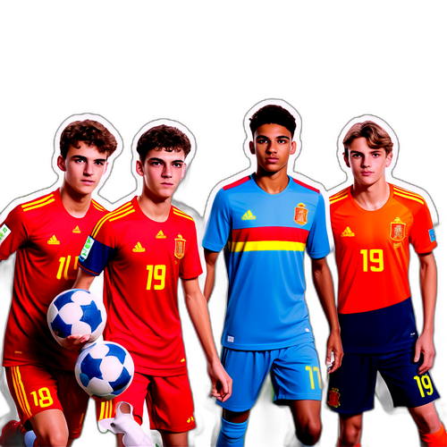 Sticker jucători tineri din echipele U19 ale Spaniei și Olandei