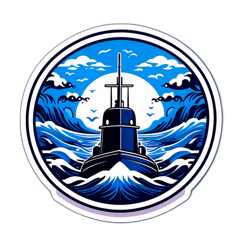 Ponorka Kursk s oceánskými vlnami
