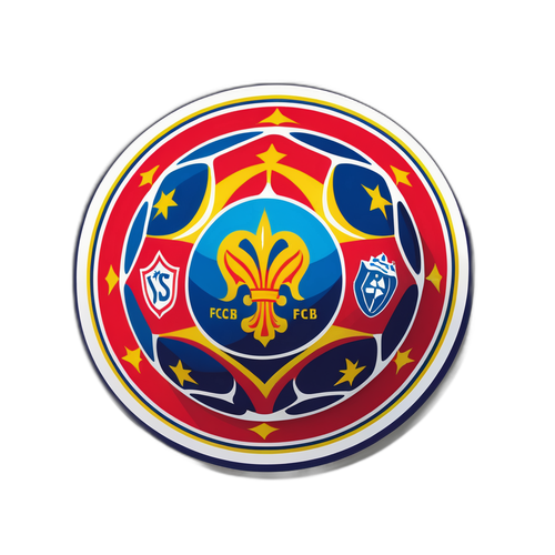 Afișare artistică a mingii de fotbal FCSB