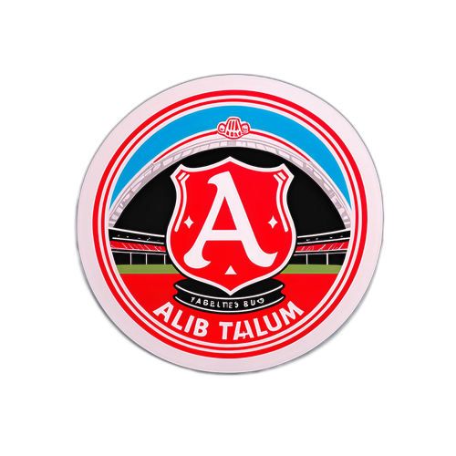 Ikonischer Ajax-Aufkleber mit Vereinslogo und Stadion