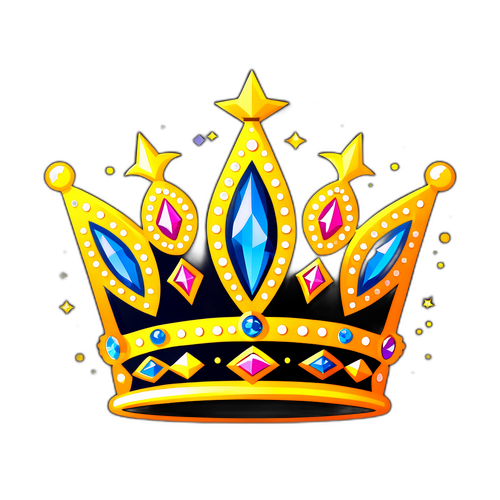 Ein stilisiertes Diadem mit funkelnden Edelsteinen, das die Anmut einer Königin symbolisiert