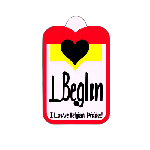 Sticker van de Belgische vlag met de tekst 'Ik hou van België!'