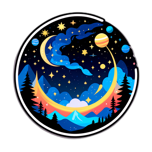 神秘隱喻貼紙：星座與自然元素的交融