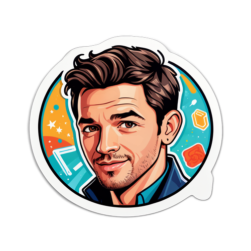 Adesivo de Jonathan Bailey com ícones de sucesso