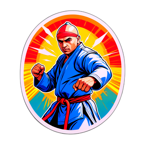 Retrato de Javid Basharat em Pose de Luta