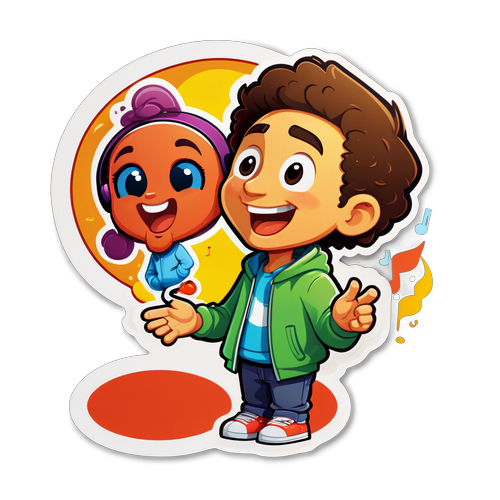 Sticker Cartoon Cristicchi con Giovani