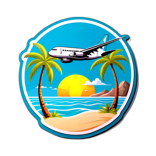 Autocollant d'un avion Air Caraïbes sur une mer turquoise