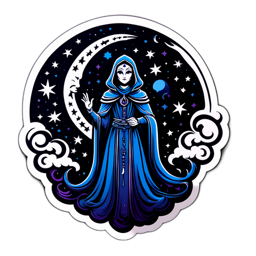 Mystisk figur med stjerner og måne