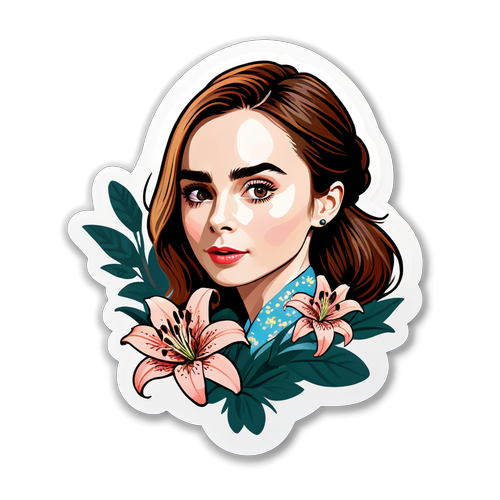 Elegant Lily Collins med Blomsterdesign