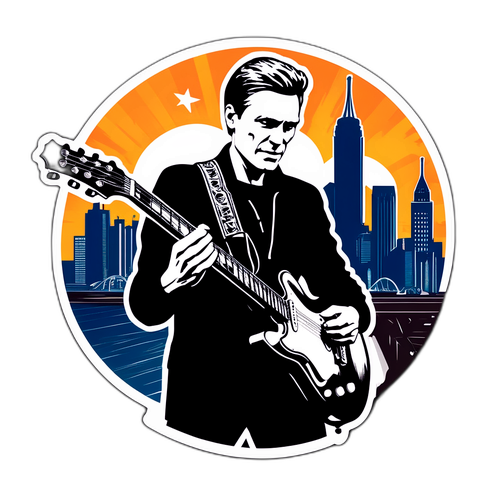 Retrotema klistremerke av Bryan Adams med gitar