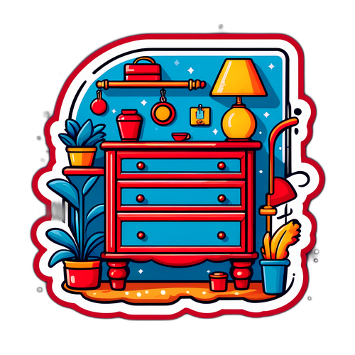 Sticker kolekcjonerski z elementami wystroju wnętrz