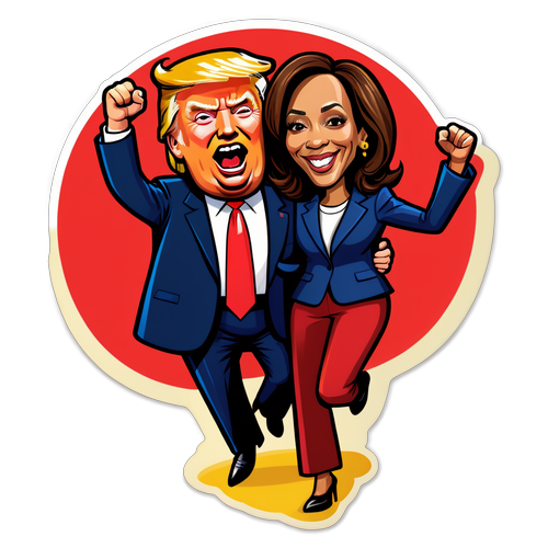 Politieke Kolder: Trump en Harris Komisch Samen op Sticker!