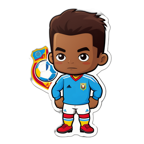 アルゼンチンとベネズエラのサッカーチームユニフォームを着たキャラクターのステッカー