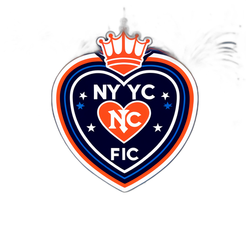 Diseño del logo de NYC FC en el corazón de Nueva York, rodeado de fuegos artificiales