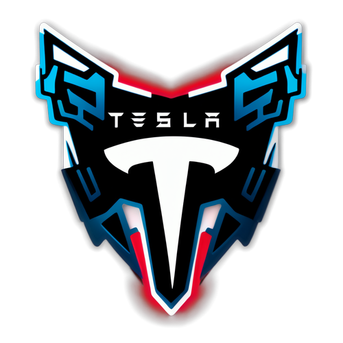 Sticker Bertema Teknologi Moden dengan Logo Tesla