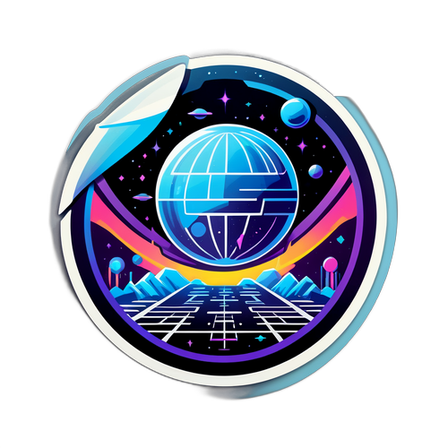 Sticker Futurista de un Mundo Vibrante