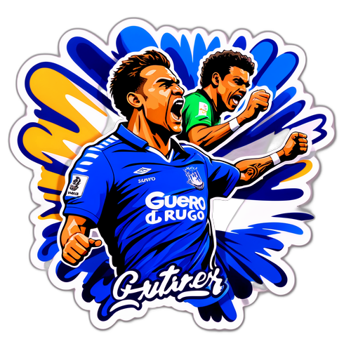 Sticker Seni Menggambarkan Momen Menarik Dalam Pertandingan Cruzeiro vs. Santos