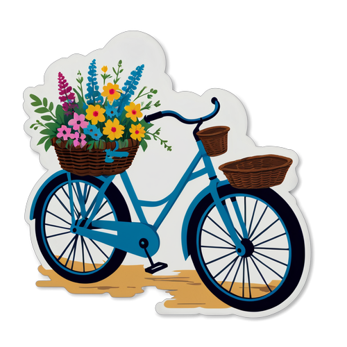 Vintage Bicycle with Wildflowers Sticker