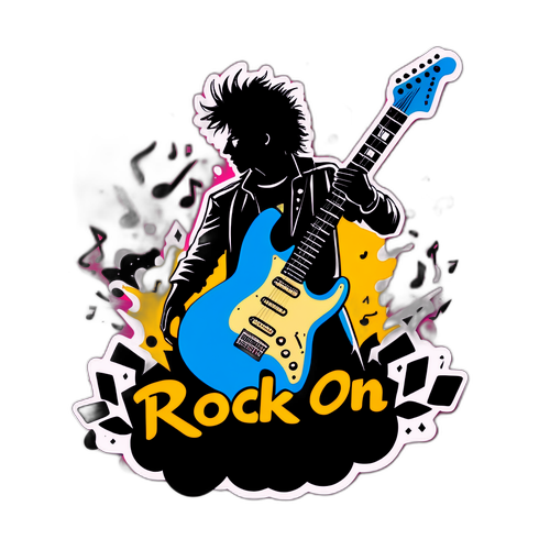 Silhouette de rockstar cu chitară electrică