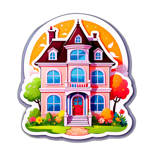 Vacker Drömhus Klistermärke