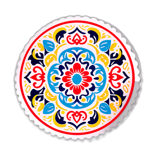 Geleneksel Motiflerle Süslenmiş Pul Stili Sticker