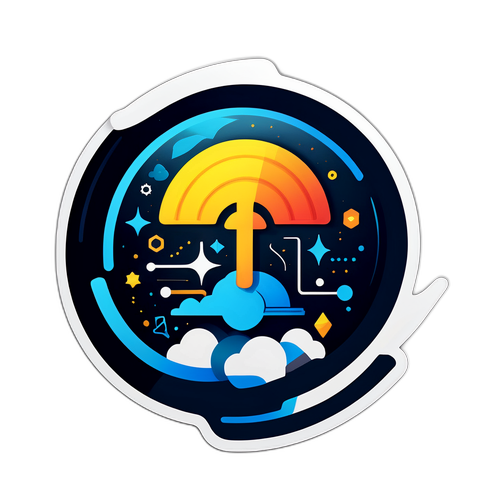 기술적 요소를 강조한 현대적인 스티커 디자인